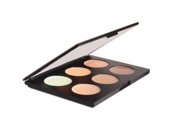 6 Color Contour Makeup Palette, Black Compact Case